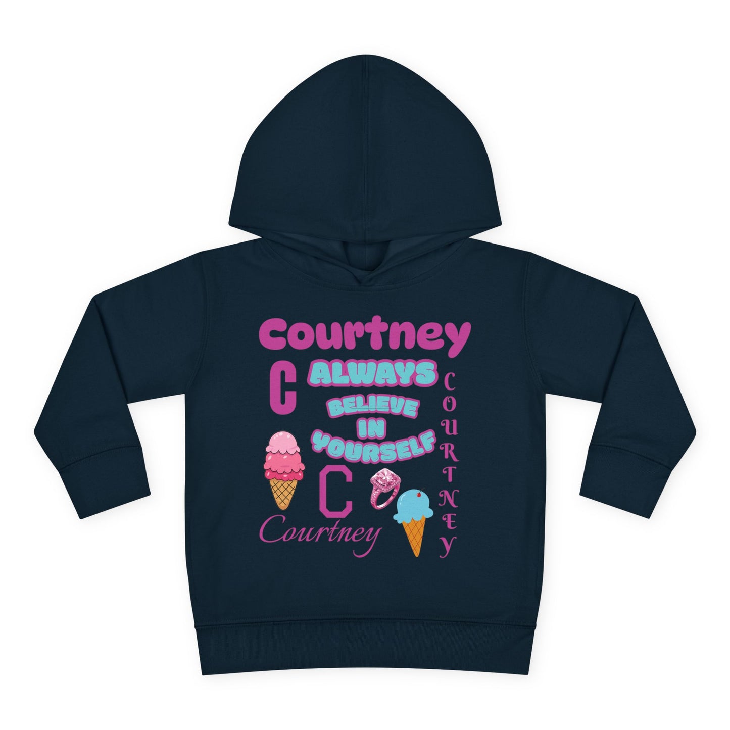 Personalized Toddler Hoodie - "Always Believe in Yourself" Cute Ice Cream Design