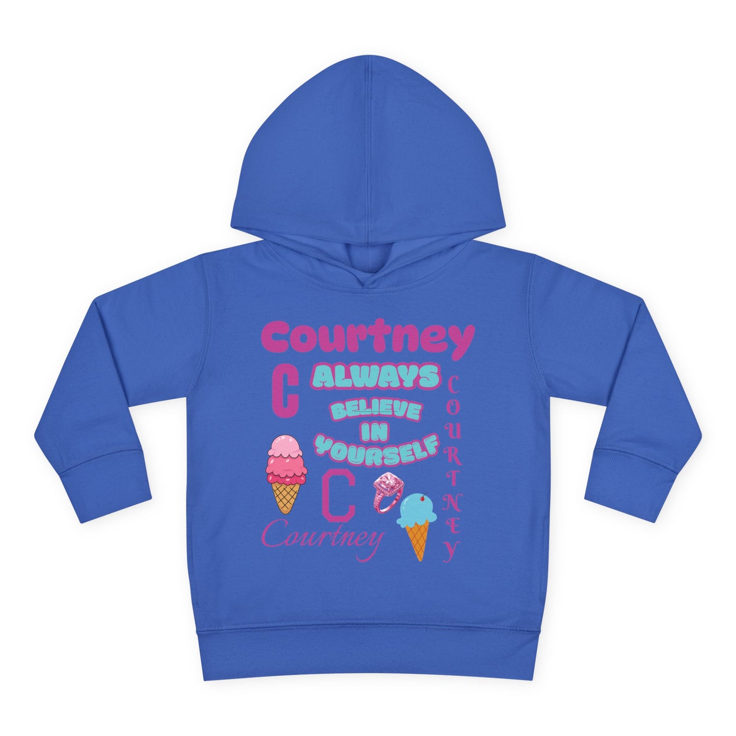 Personalized Toddler Hoodie - "Always Believe in Yourself" Cute Ice Cream Design
