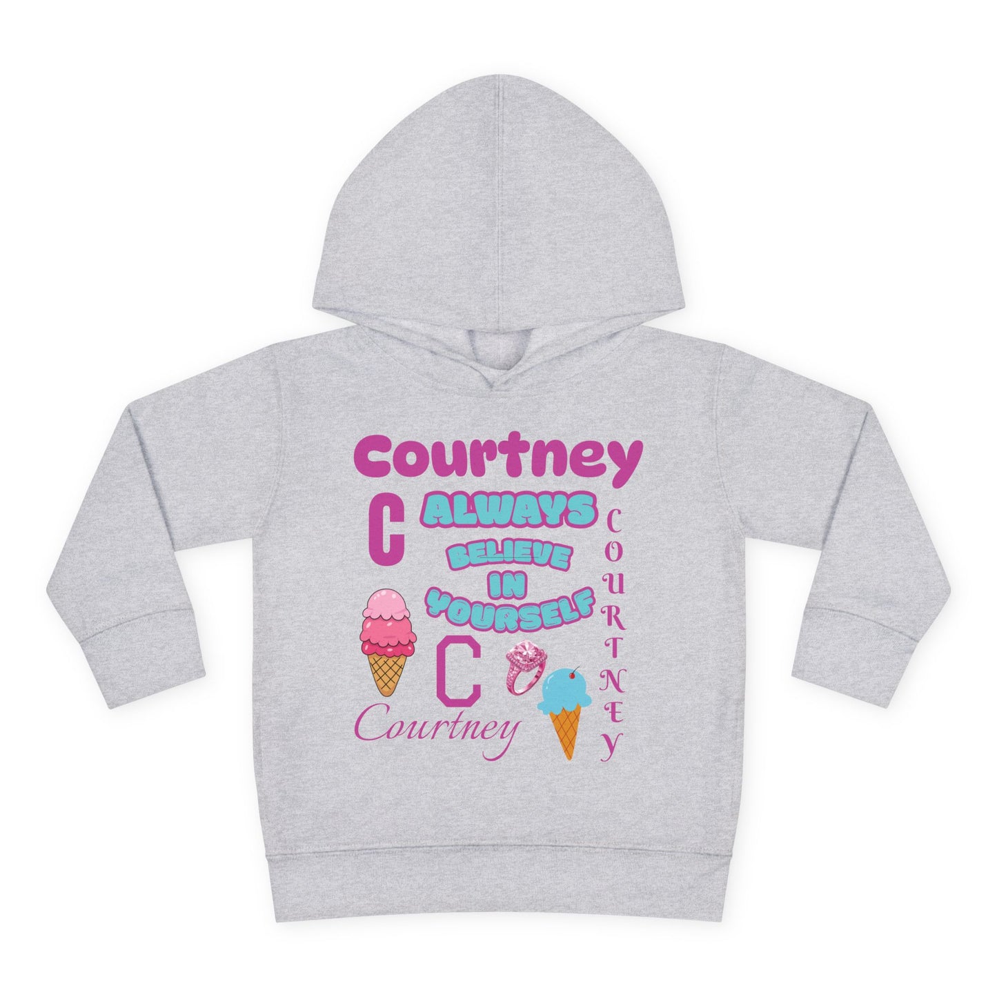Personalized Toddler Hoodie - "Always Believe in Yourself" Cute Ice Cream Design