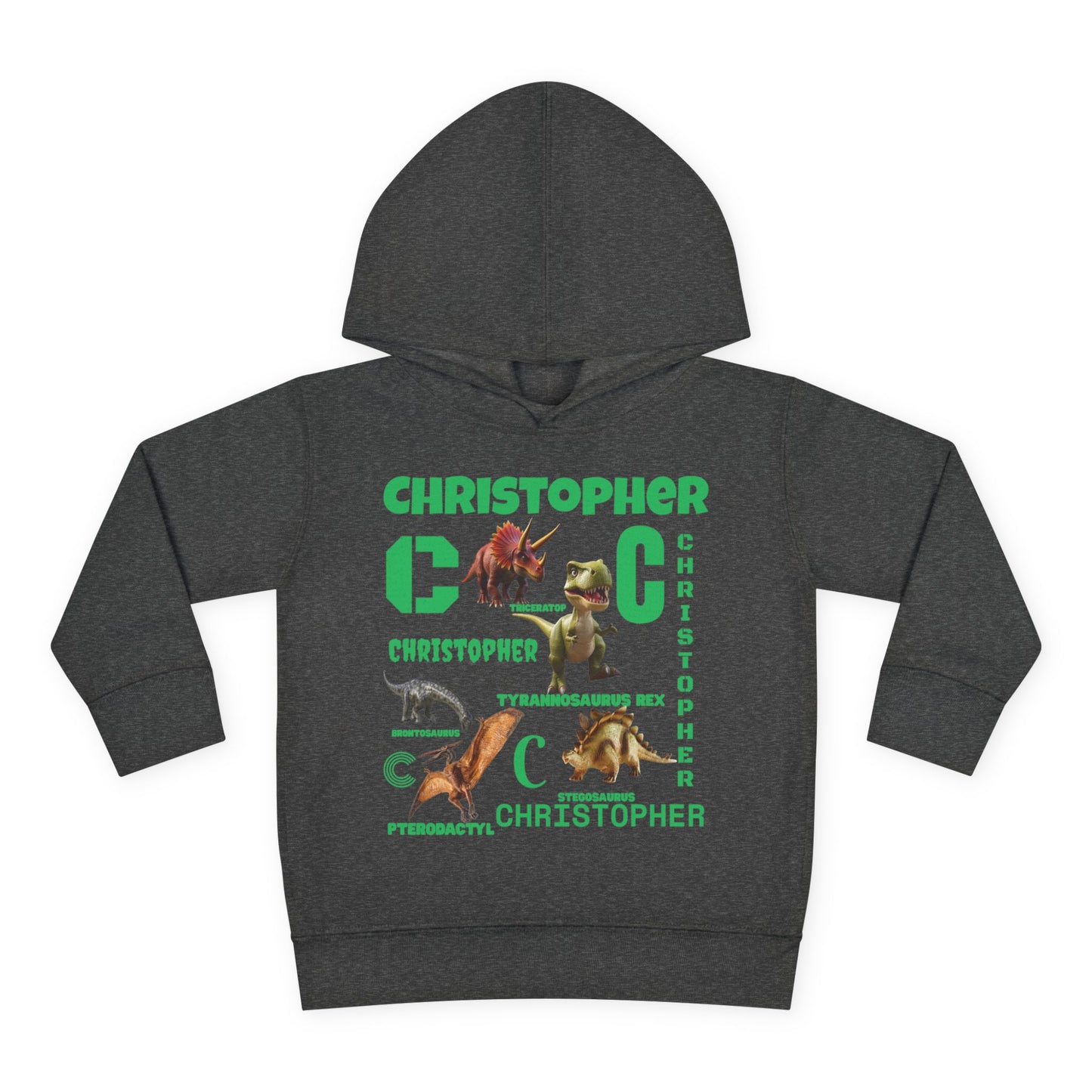 Boys Toddler Hoodie — Personalized Dino Name Collage (Custom Kids Pullover)