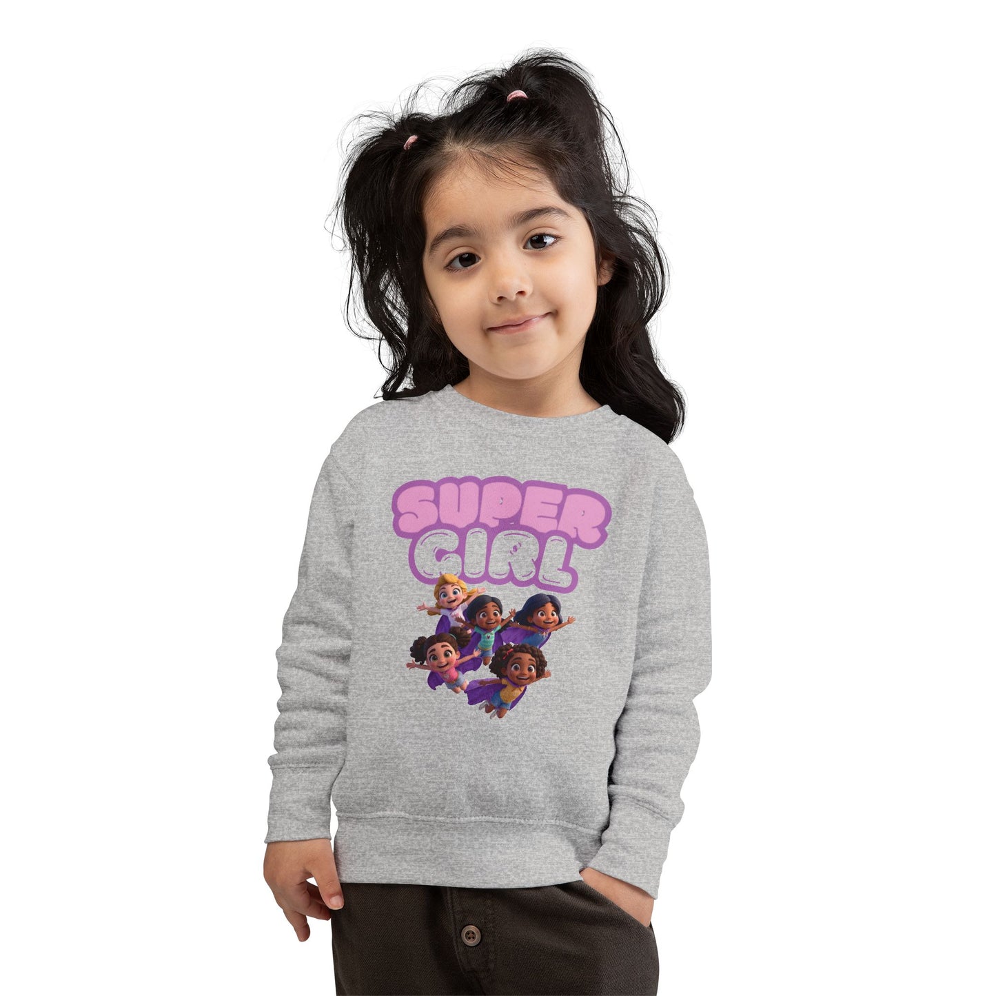 SuperGirl Toddler Sweatshirt — Cute Flying Superhero Graphic for Kids
