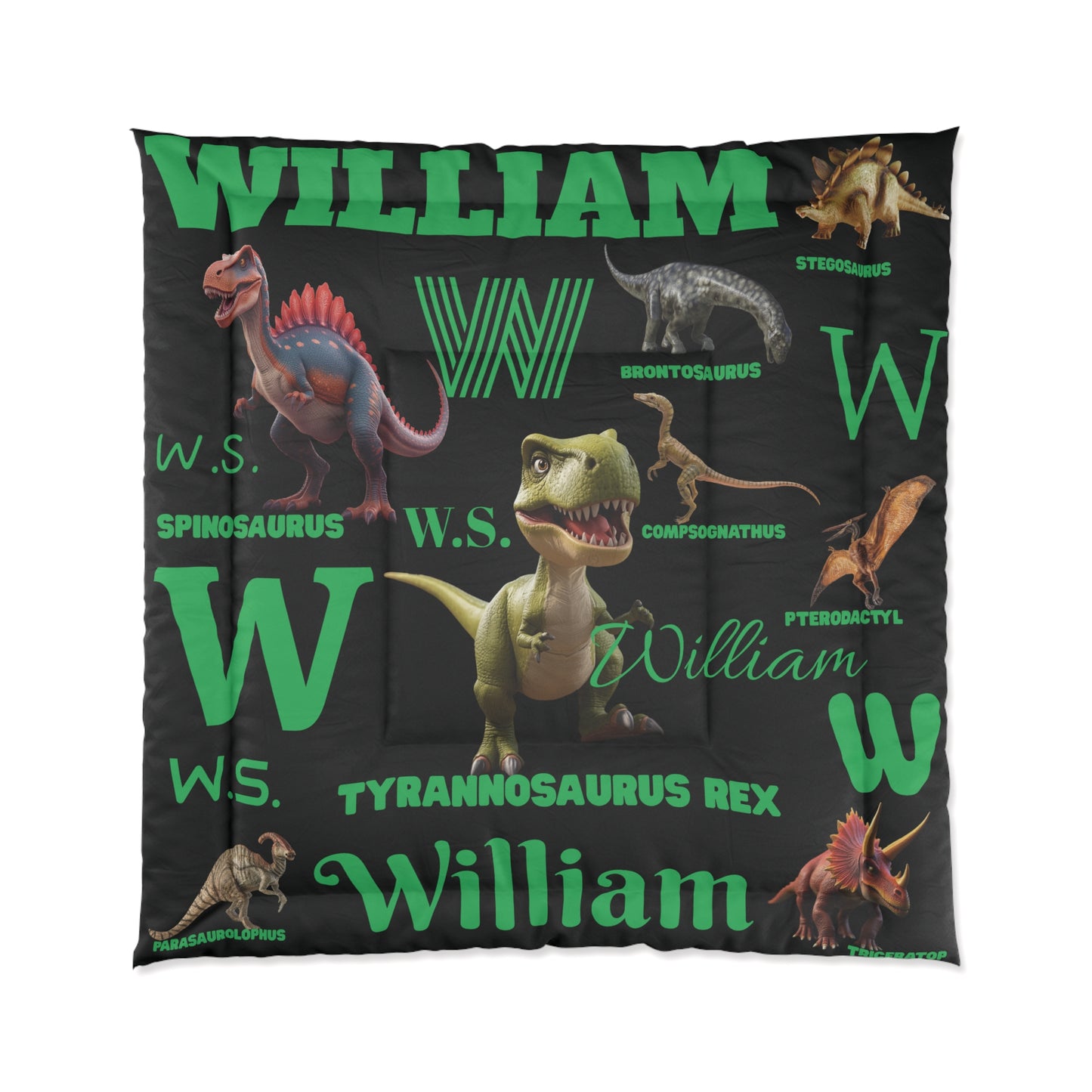 Personalized Dinosaur Comforter Kids T-Rex Bedding