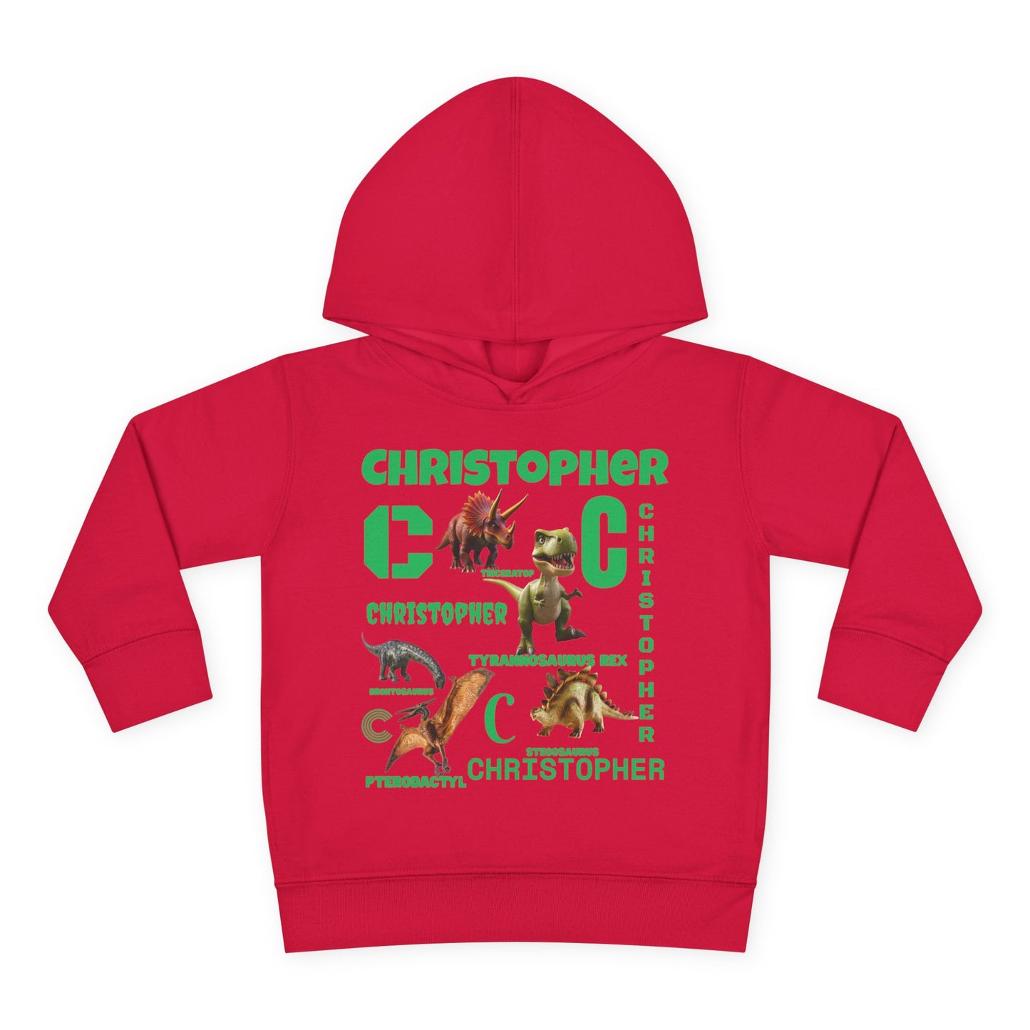 Boys Toddler Hoodie — Personalized Dino Name Collage (Custom Kids Pullover)
