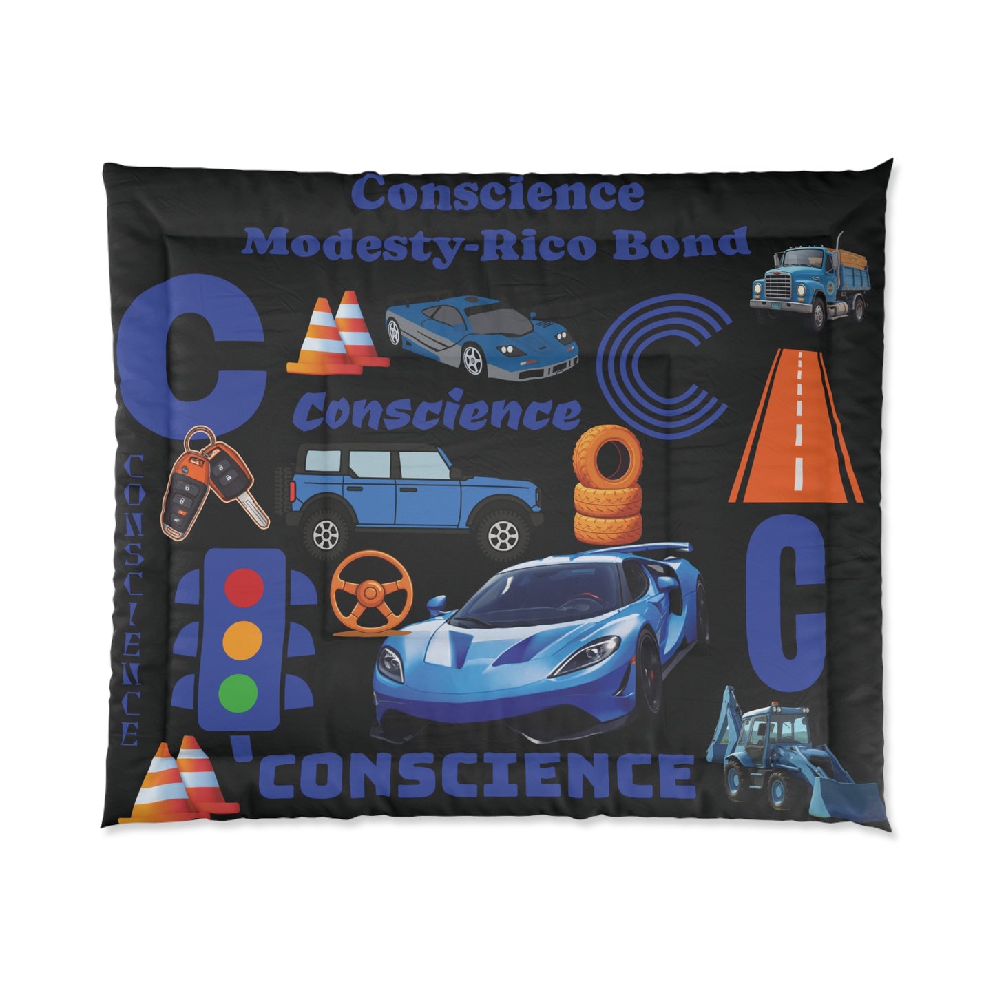 Personalized Name - Boys Car and Truck Comforter