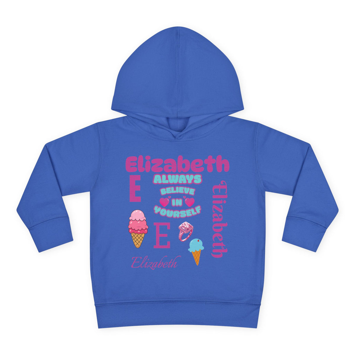 Personalized Toddler Hoodie - "Always Believe in Yourself" Cute Ice Cream Design