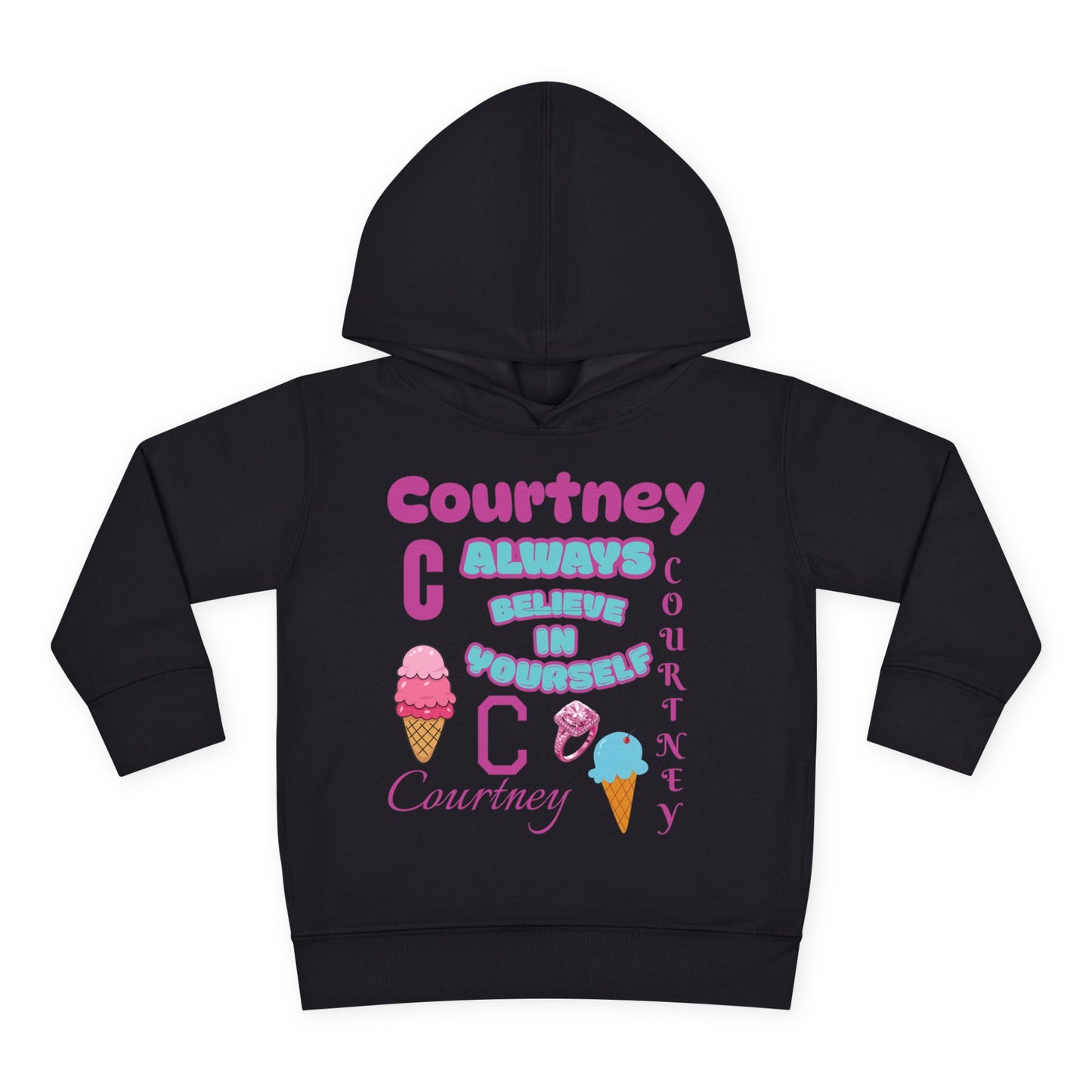 Personalized Toddler Hoodie - "Always Believe in Yourself" Cute Ice Cream Design