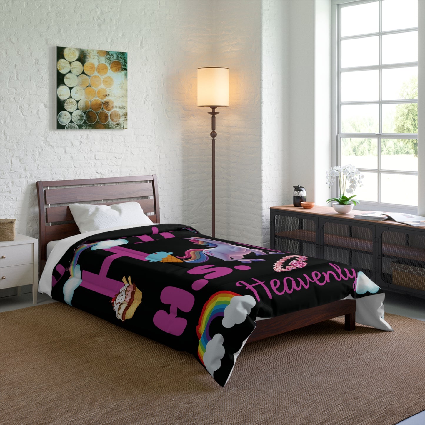 Personalized Name - Unicorn Comforter – Kids’ Rainbow & Ice Cream Bedroom Duvet
