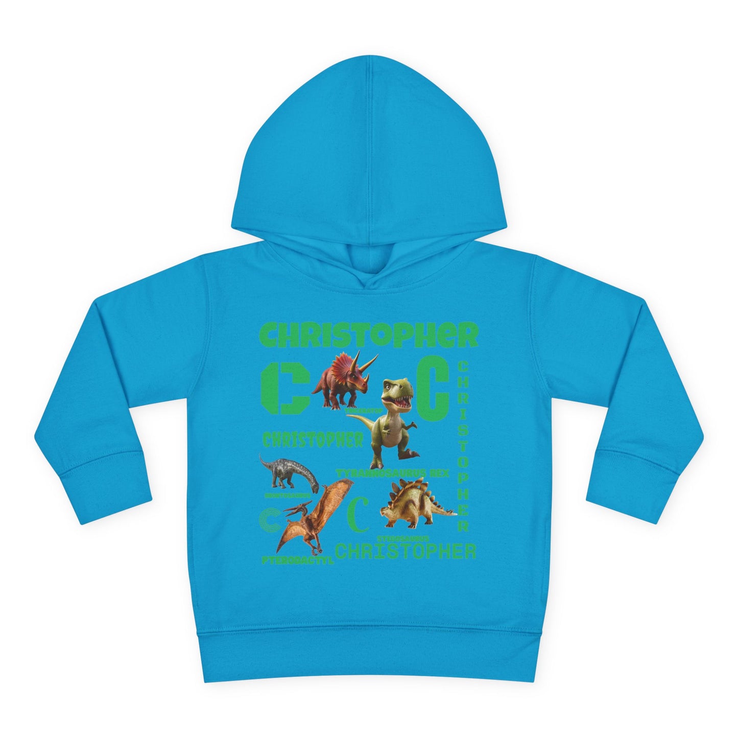 Boys Toddler Hoodie — Personalized Dino Name Collage (Custom Kids Pullover)