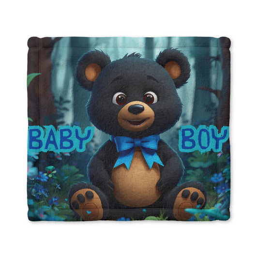 Baby Boy Bear Minky Lovey Blanket — Soft Plush Security Blanket for Newborns & Infant Gifts