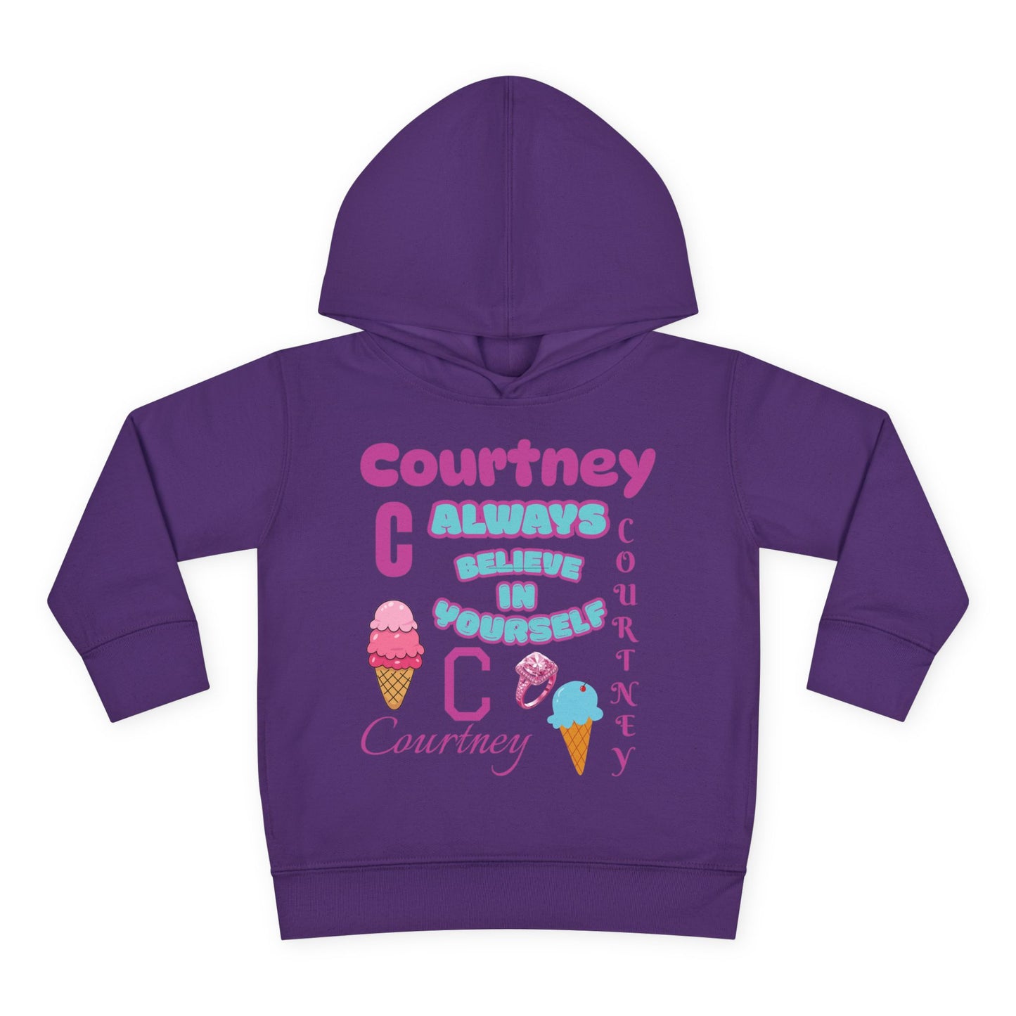Personalized Toddler Hoodie - "Always Believe in Yourself" Cute Ice Cream Design