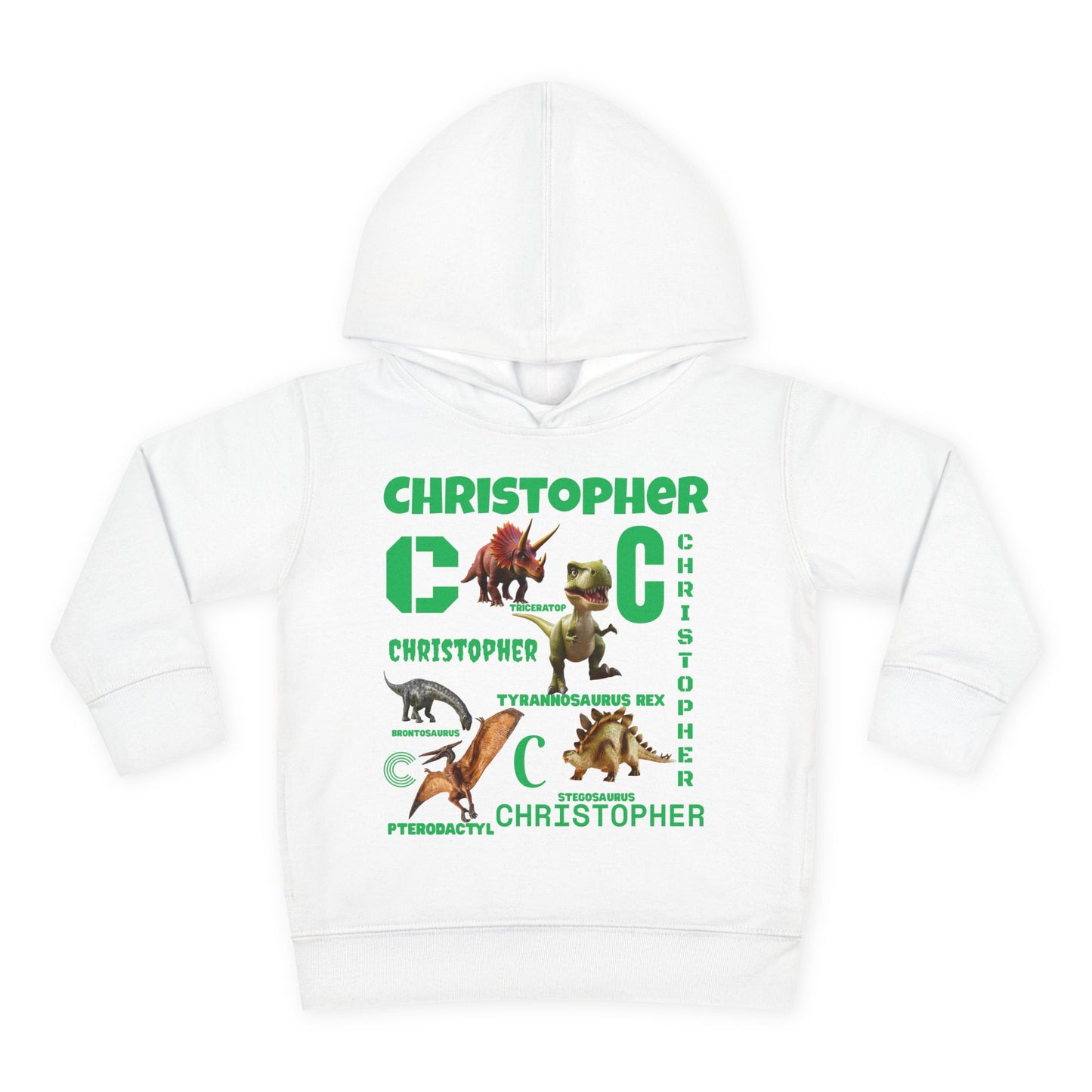 Boys Toddler Hoodie — Personalized Dino Name Collage (Custom Kids Pullover)